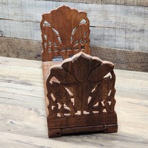 Vintage Indian Bookends - Handmade, Hand Carved Himalayan jungle Sheesham Wood - £26.98 GBP