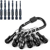 6Pcs 1/4 Bit Holder And 6Pcs Combination Drill &amp; Taps Bit Set, Quick, Black - £20.18 GBP