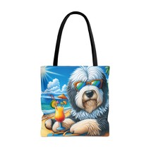 Tote Bag, Dog on Beach, Old English Sheepdog, Tote bag, 3 Sizes Available, awd-1 - £21.92 GBP+