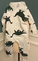 Dinosaur Themed Infant Snap Romper Heather Grey With Green Dino&#39;s New 24M - £5.77 GBP