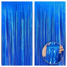, Iridescent Blue Fringe Backdrop Curtain - Xtralarge, 6.4X8 Feet, Pack ... - £15.79 GBP
