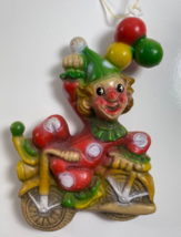 Vintage Clown on Motorcycle w/Balloons Plastic Christmas Ornament Hong Kong - £13.41 GBP