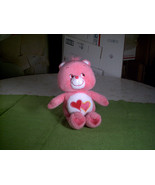 Vintage 2002 Care Bear &quot;Love A Lot&quot; Pink &amp; White Two Hearts Symbol 10&quot; P... - £7.86 GBP