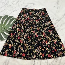 Radcliffe Womens Vintage Maxi Skirt Size XL Black Pink Floral Button Fro... - $28.70