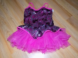 Child Size Medium Curtain Call Metallic Pink Sequined Dance Costume Unit... - £22.38 GBP