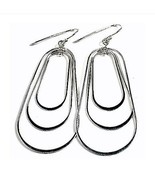 Sterling Silver Triple Oval Wire Earrings With French Hook - £14.07 GBP