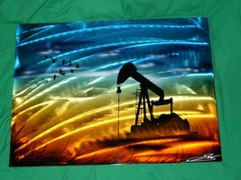 Vtg Signed Art Nalco Ecolab Electroplate Metal Plaque Oil Well Pump Jack Ducks - £91.90 GBP