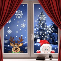 300 Pcs 8 Sheet Christmas Snowflake Window Cling Stickers For Glass, Xmas Decals - £11.98 GBP