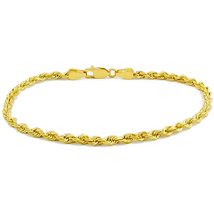 Men Men&#39;s Chain 3 mm 10k Yellow Gold 3mm Solid Rope Chain Link Bracelet ... - £185.70 GBP+