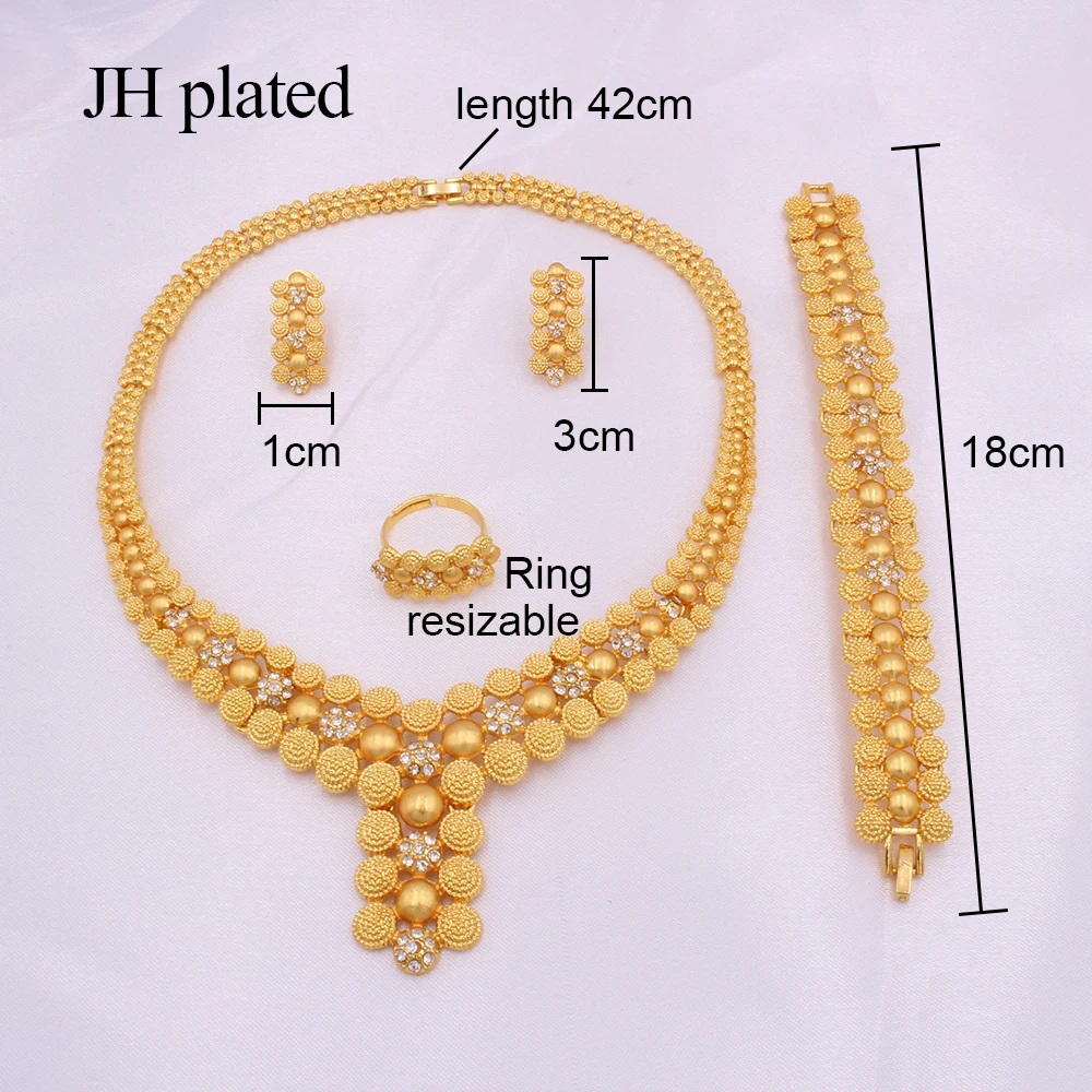 Dubai gold color Jewelry sets of women Indian Ethiopia bridal African wedding gi - £27.24 GBP