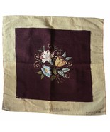 Vintage Needlepoint Raw Edge Maroon Floral - $535.15 MXN