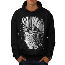 Wellcoda Rock Skull Raven Mens Hoodie, Horror Casual Hooded Sweatshirt - £26.11 GBP+