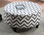 32 Wide Oversized Fabric Round Storage Ottoman Removable Lid Bench Coffe... - £245.24 GBP