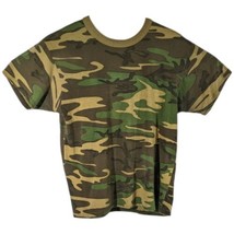 Vintage 80s Camo Shirt Size Large T Tee Mens Undershirt L Atlantic Made USA - £22.69 GBP