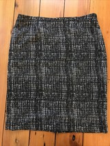 Coldwater Creek Black White Patterned Rayon Blend Pencil Work Skirt 12 32&quot; - £29.63 GBP
