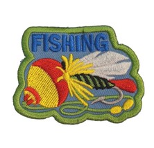 Girl Scouts Fishing Badge Patch with Lure &amp; Bobber. Iron-On. - £3.40 GBP