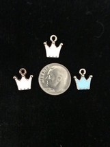 Crown Set Of 3 enamel Pendant charm or Necklace Charm - $17.05