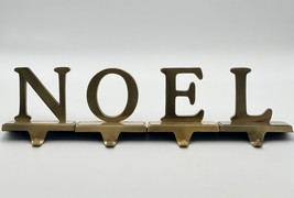 N-O-E-L Gold Brass Tone 4-Piece Christmas Stocking Holders Noel Letters Hangers - £28.03 GBP