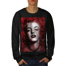 Wellcoda Marilyn Deep Red Lips Mens Sweatshirt, Female Casual Pullover Jumper - £24.49 GBP+
