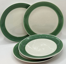 Gibson Bread or Salad Plates 7-1/8&quot; Wht w Wide green Rim (4) - £13.54 GBP