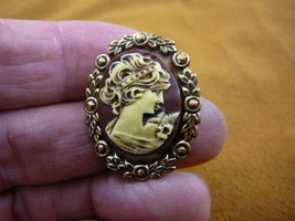 (CS39-30) HAIRBAND Lady burgundy CAMEO Pin Pendant brooch necklace - £23.02 GBP