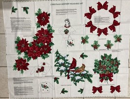 Christmas Greenery Wearable Art Pattern Panel Cranston Print Works Cardinals  - £5.93 GBP