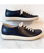 ECCO Soft 7 Women&#39;s 39/8-8.5 Navy Blue Leather Lace-Up Sneakers Extra Width - $968.91 MXN