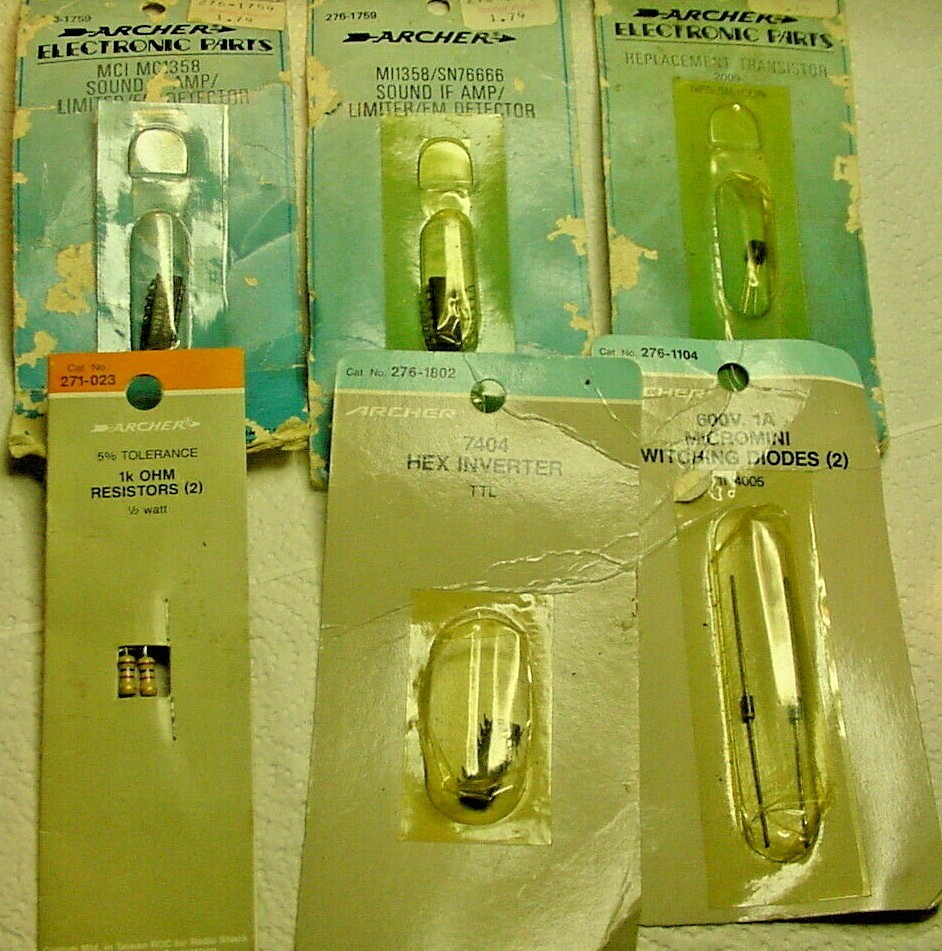 NOS 6 Archer Universal Replacement Electronic Parts on  Cards &amp; Guide Se... - $4.90