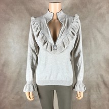 H&amp;M CONSCIOUS Women&#39;s Ruffled Partial Zip Front Sweater Size Small - £9.59 GBP