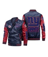 Stylish NFL NY Giants Bomber Varsity Look Leather Jacket - $181.47 CAD+
