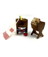 Vintage Dollhouse Miniature Sewing Box Basket Corner Shelf Supplies for ... - €19,60 EUR