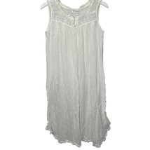 Vintage Character Brand Cotton Gauze Nightgown Size S Crochet Lace Sleeveless - £22.92 GBP