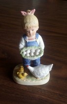 1985 Homco Denim Days 1509 "Gathering Eggs" Girl Figurine Mint! - $14.01