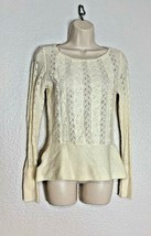 Ann Taylor Womens Sz XS off white Lightweight Sweater Eyelash Lace Trim - $15.84