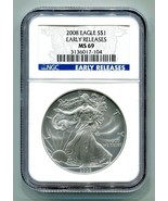 2008 AMERICAN SILVER EAGLE NGC MS69 EARLY RELEASE BLUE LABEL PREMIUM QUA... - £40.63 GBP