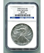 2008 AMERICAN SILVER EAGLE NGC MS69 EARLY RELEASE BLUE LABEL PREMIUM QUA... - $54.95