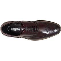 25064-601 Mens Dunbar Stacy Adams Shoes Antiqued Leather Burgundy Oxford wingtip image 3