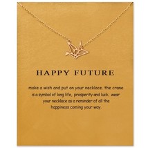 Sparkling Happy future Paper crane Pendant Clavicle Chains Necklace Women - £7.98 GBP
