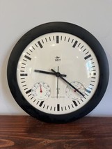 Zeit Atomic Radio Controlled Wall Clock Round Vintage Thermometer Hygrom... - $233.62