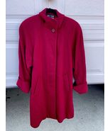 VTG Made In USA Women’s Steve By Searle Wool Red Trench Coat Satin Lined... - $133.64