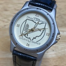 VTG Ohio Laborers District Council SEIU Leather Analog Quartz Watch~New Battery - £14.87 GBP