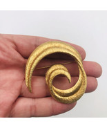 Gold Tone Textured Swirls Ribbons Pins Brooch 2&quot; x 2&quot;  - £7.57 GBP