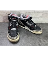 Nike air Jordan Sneakers Boy Youth 6Y Retro Cement 3 Basketball Shoe Bla... - $51.36 CAD