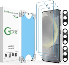 3 3Pack Auto Magnetic OneTouch for Samsung Galaxy S24 5G 6.2&quot; Tempered Glass Scr - £25.67 GBP