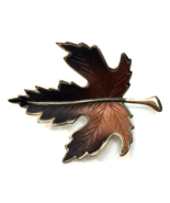 Copper Tone Ombre  Enamel Maple Leaf Brooch Pin Vintage Gold Tone Autumn... - £11.80 GBP