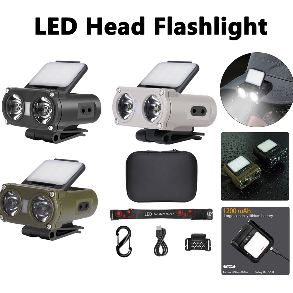 Head Flashlight LED Headlamp USB Charging Motion Sensory Portable Head Lamp - £14.24 GBP+