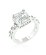 Silvertone Rhodium Plated Brass Asscher Cubic Zirconia Music Box Engagem... - €28,24 EUR