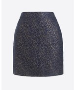 J.Crew Blue Gold Metallic Mini Skirt Back Zip Lined Leopard Jacquard, Si... - $463.59 MXN