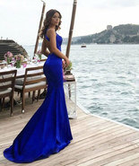Elegant Mermaid Royal Blue Prom Dresses Long Evening Dresses - £103.90 GBP