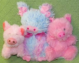 Pink Pig Plush Lot Of 3 Furry Stuffed Animals Mty Hugfun Walmart 6&quot;-8&quot; Soft Toys - £6.41 GBP